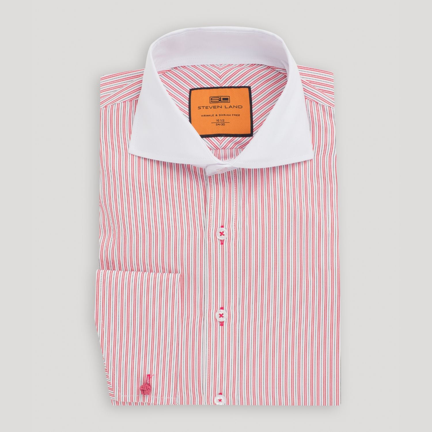red french cuff dress shirt Mens Red Diagonal Checker Dress Shirt Set French Cuff Gift Set DN100M