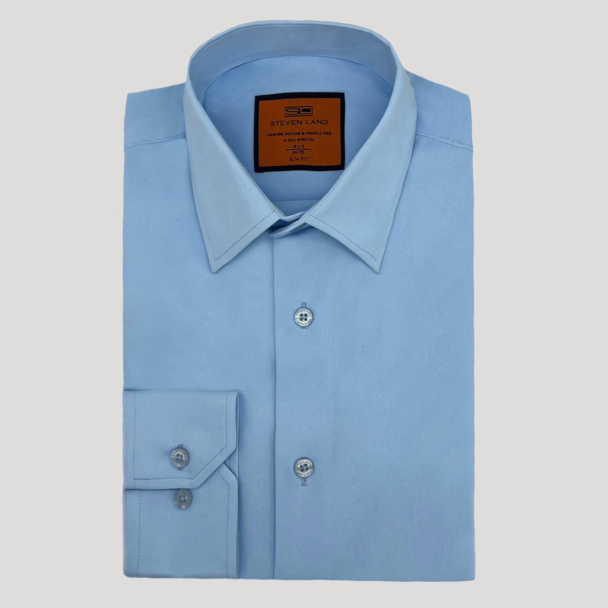 4 Way Stretch Travel Shirt | Barrel Cuff | Point Collar | Blue, 15 / 32/33 4 Way Stretch Travel Shirt | Barrel Cuff | Point Collar | Blue, 15 / 32/33
