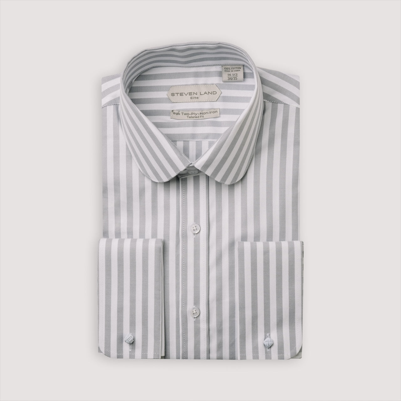 The Primo | Club Collar | Rounded French Cuff | Silver Stripes - 17 / 32/33 The Primo | Club Collar | Rounded French Cuff | Silver Stripes - 17 / 32/33