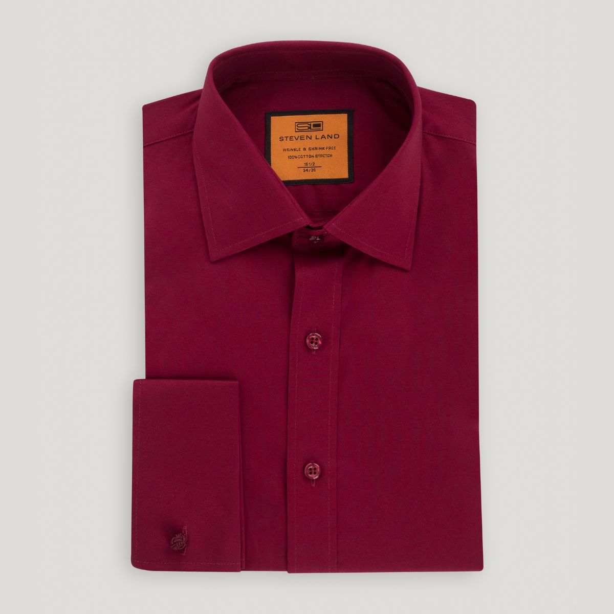 Poplin | French Cuff | 100% Cotton | Burgundy, 17.5 / 36/37 Poplin | French Cuff | 100% Cotton | Burgundy, 17.5 / 36/37