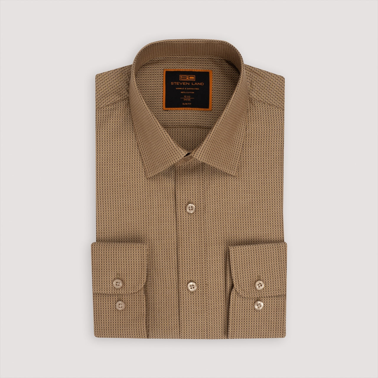 The Silo | Classic Collar | Adjustable Rounded Barrel Cuff | 100% Cotton | Golden Brown, 16.5 / 36/37 The Silo | Classic Collar | Adjustable Rounded Barrel Cuff | 100% Cotton | Golden Brown, 16.5 / 36/37