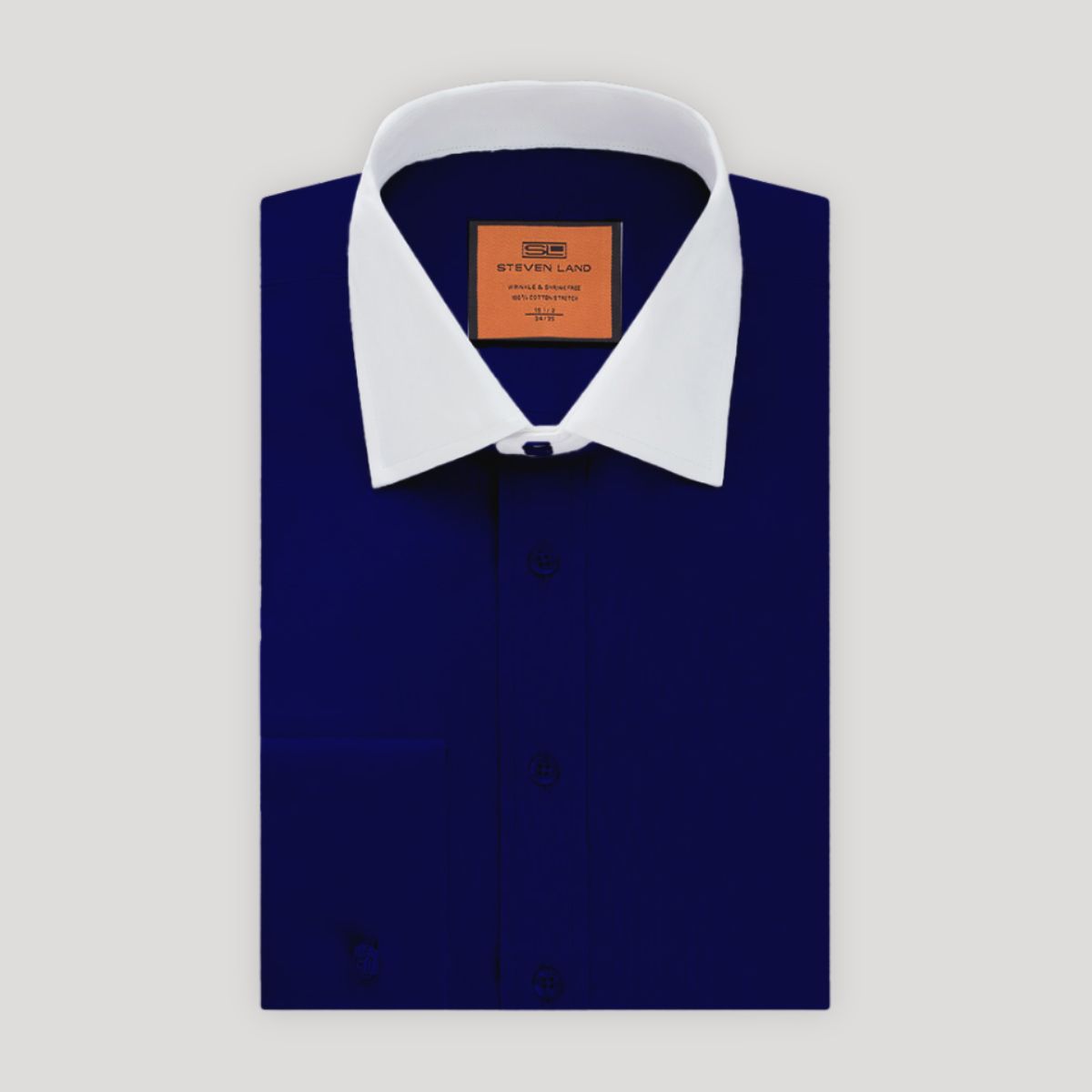 steven land dress shirts White / Black / Silver Grey Checkerboard 100% Cotton Shirt With White Spread Collar / White French Cuffs DS1003 2X-Large Pieced details highlight this shirts lustrous weave Steven Land DSW2514 Bengal Stripe