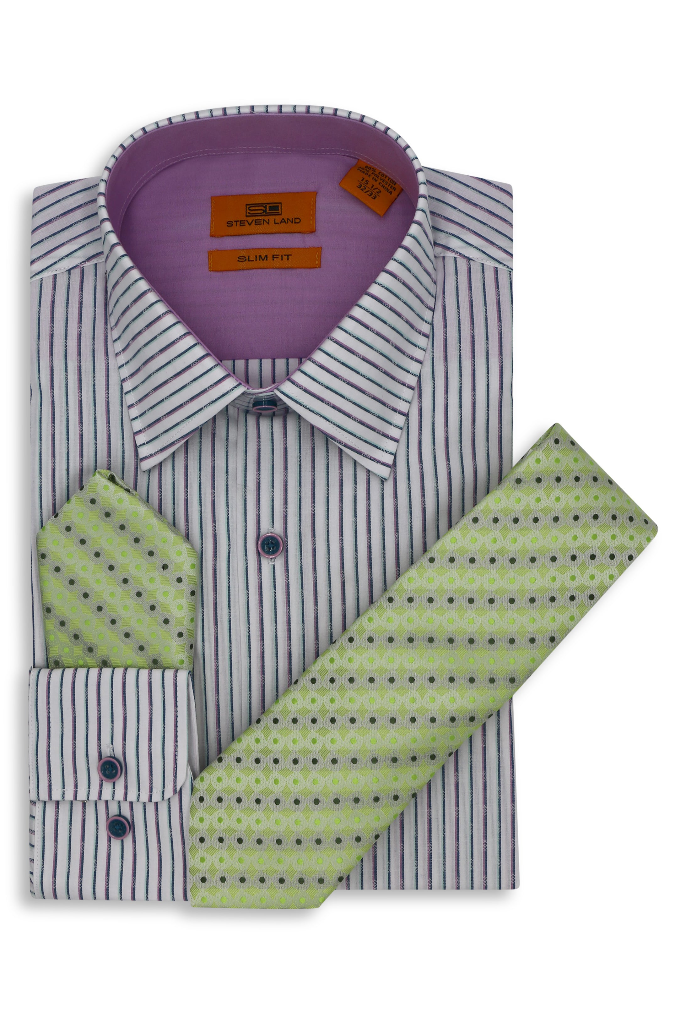 slim fit dress shirt and tie set Men's Bespoke Slim-Fit Dress Shirt & Tie Set