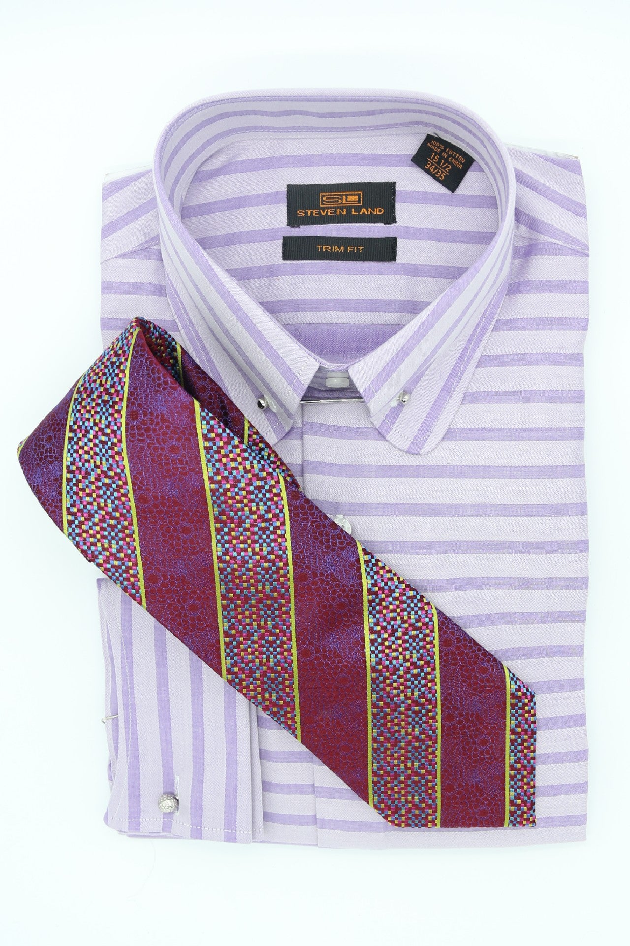 dress shirts and ties Steven Land | 4 PC Set | Dress Shirt, Tie, Hanky & Cufflink