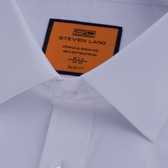 Poplin Dress Shirt | Slim Fit | Barrel Cuff | 100% Cotton | Optical White