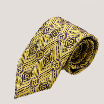 Interlocking Triangles Tie & Pocket Square 100% Silk for Men