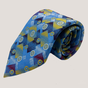 Geometric Harmony Silk Tie | 100% Silk | Blue