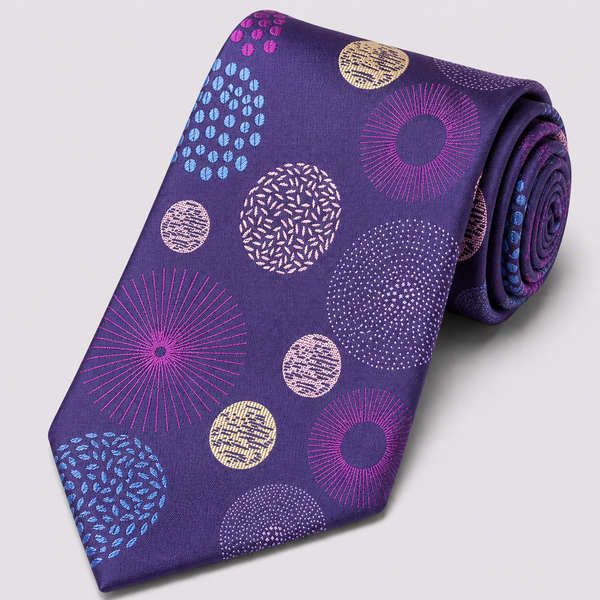 The Geo Rosette | 100% Silk Tie & Hanky | Purple – Steven Land
