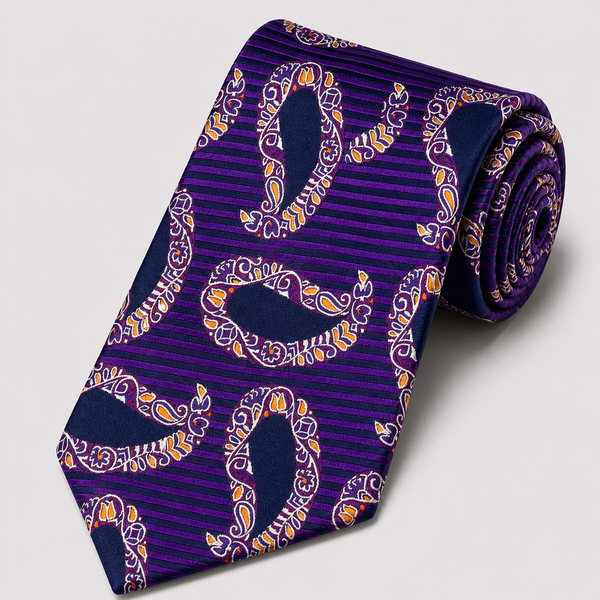 The Striped Paisley | 100% Silk Tie & Hanky | Black – Steven Land