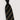 Black tie with gold diagonal stripes on a light gray background
