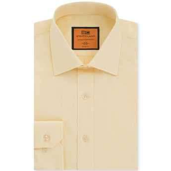 Poplin Dress Shirt | Slim Fit | Barrel Cuff | 100% Cotton | Yellow