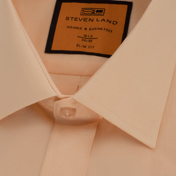 Poplin Dress Shirt | Slim Fit | Barrel Cuff | 100% Cotton | Peach