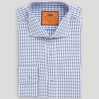 The Tucker Dress Shirt | Convertible Button Cuff & Spread Collar | Blue