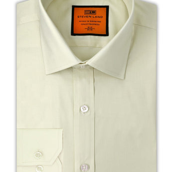 Poplin Dress Shirt | Slim Fit | Barrel Cuff | 100% Cotton | Cream