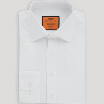 Poplin Dress Shirt | Slim Fit | Barrel Cuff | 100% Cotton | White