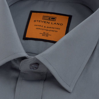 Poplin | Button Cuff | 100% Cotton | Steel