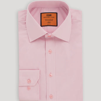 Poplin Dress Shirt | Slim Fit | Barrel Cuff | 100% Cotton | Pink