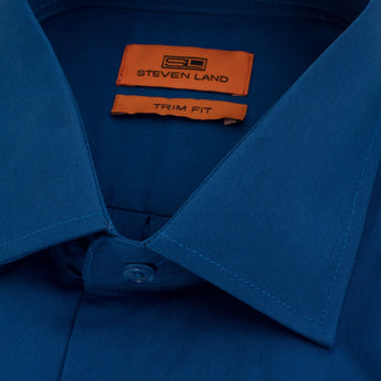 Poplin | Button Cuff | 100% Cotton | Blue