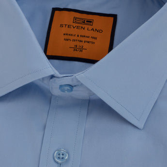 Poplin Dress Shirt | Slim Fit | Barrel Cuff | 100% Cotton | Light Blue