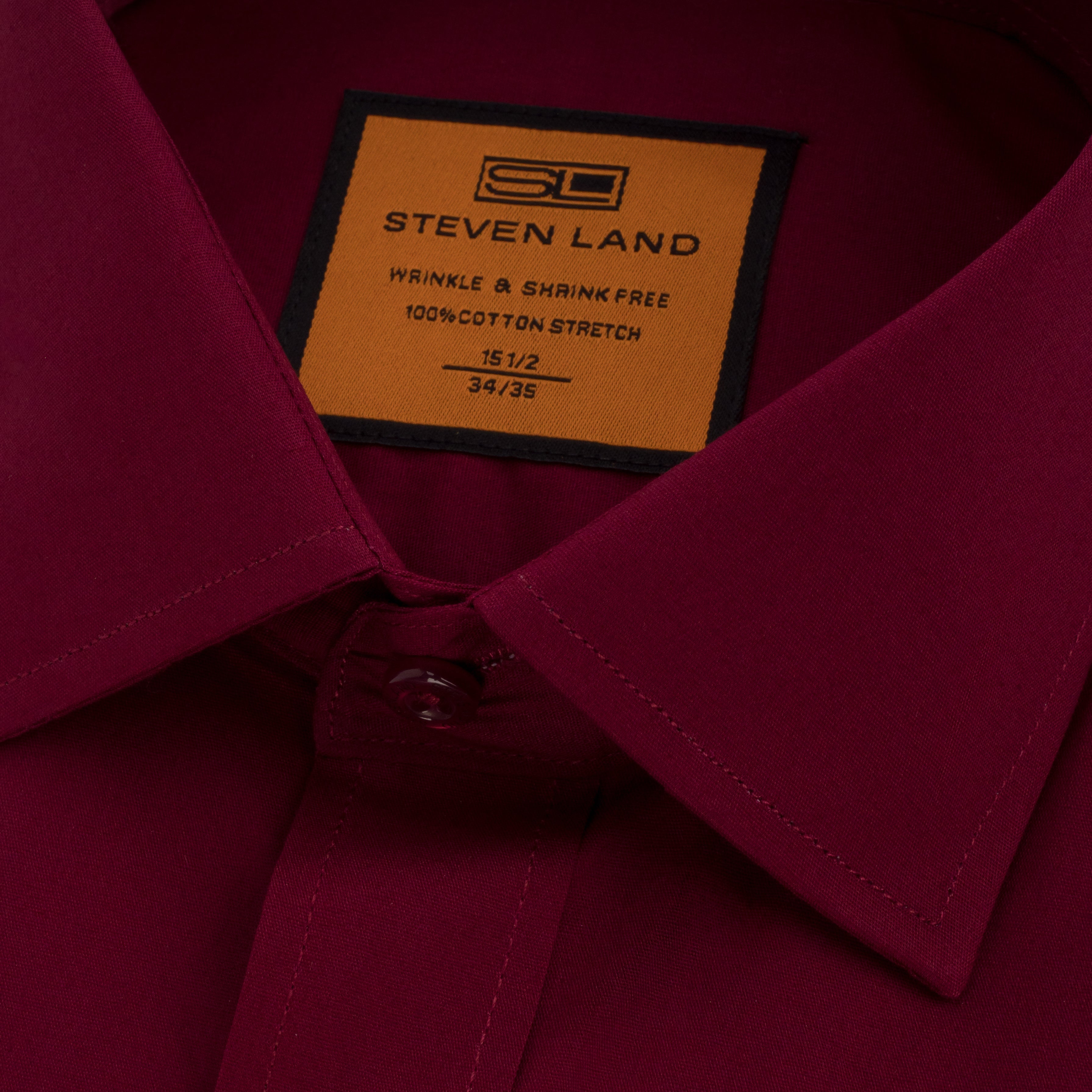 Poplin | French Cuff | 100% Cotton | Burgundy Steven Land Menswear Poplin | French Cuff | 100% Cotton | Burgundy Steven Land Menswear