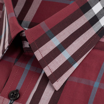 The Tartan III | Regular Barrel Cuff & Classic Collar | Burgundy
