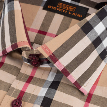 The Tartan III | Barrel Cuff & Classic Collar | Khaki