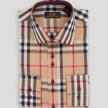 The Tartan III | Barrel Cuff & Classic Collar | Khaki