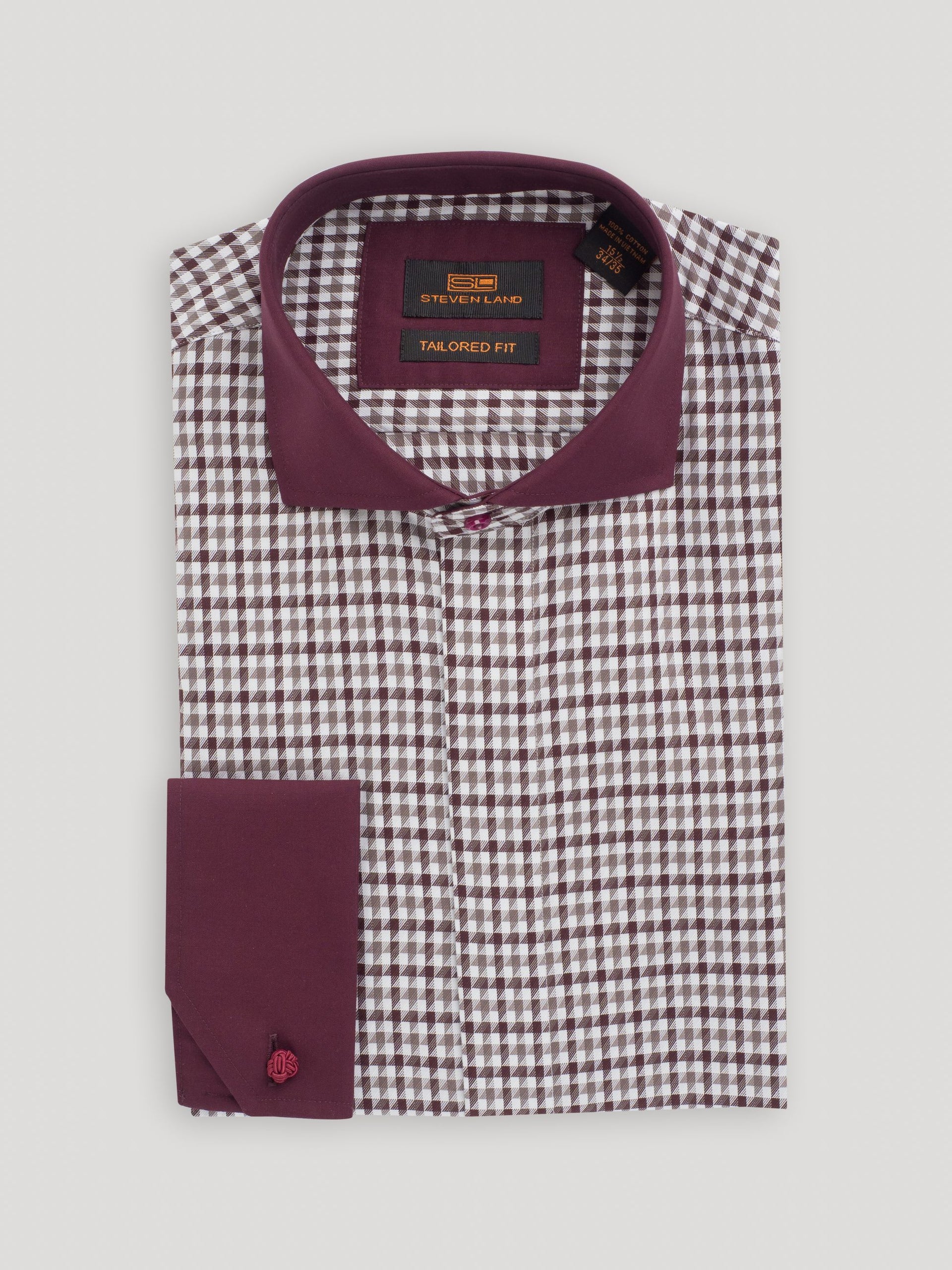 The Jago | French Cuff & Spread Collar | Burgundy - 15.5 / 32/33