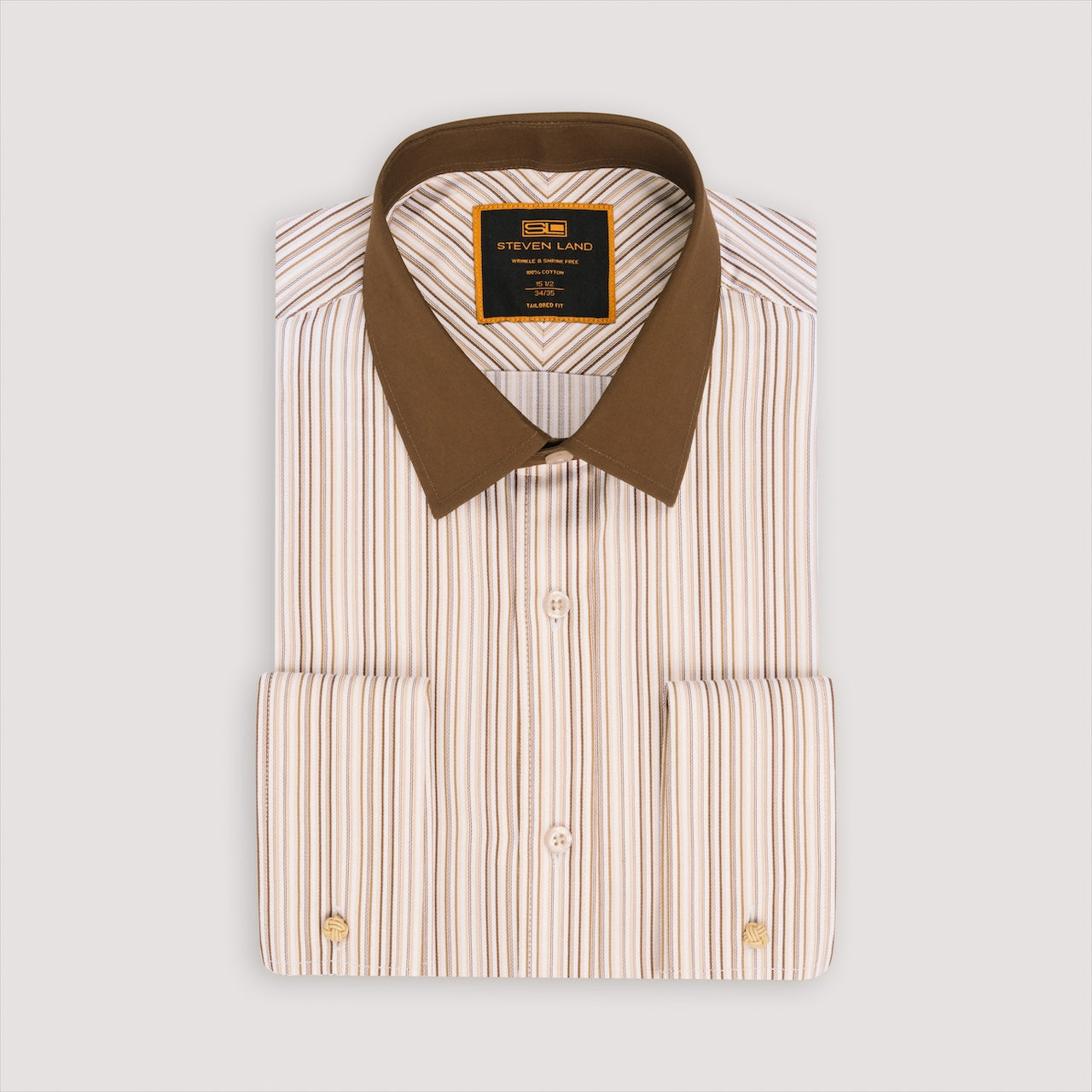 cuff dress shirts for men The Contrast Shirt | Classic Collar Brown Strapless Mermaid Prom business attire Casual Everyday Dress + Occasion Evening Dress Color:Powder-off-white