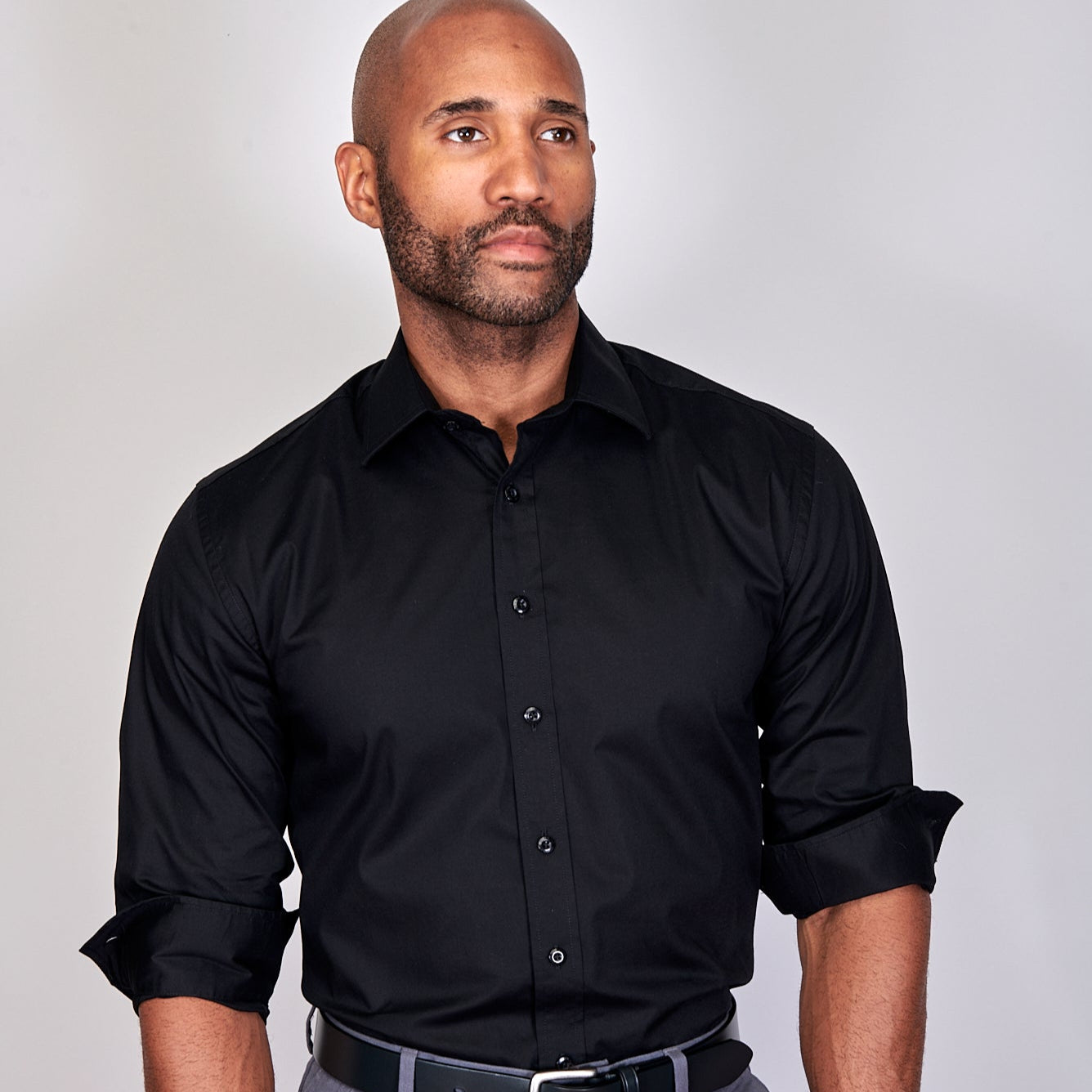 Poplin | Hidden Placket | Cutaway Collar | French Cuff | Black - 18.5 / 36/37 Poplin | Hidden Placket | Cutaway Collar | French Cuff | Black - 18.5 / 36/37