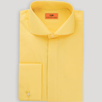 Poplin Dress Shirt Hidden Placket 100% Cotton | Cutaway collar | French Cuff | Color Butter