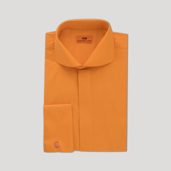 Poplin | Hidden Placket | Cutaway Collar | French Cuff | Orange