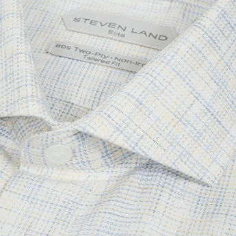 The Colm Dress Shirt | Semi Spread Collar | Mitered Barrel cuff | Yellow & Blue mélange Fabric
