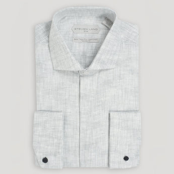 The Malcolm dress Shirt | Semi Spread Collar | Mitered French cuff | Black mélange Fabric