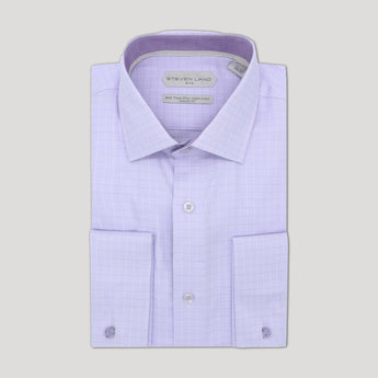 Steven Land Elite | Non Iron Weave Check Dress Shirt | Purple