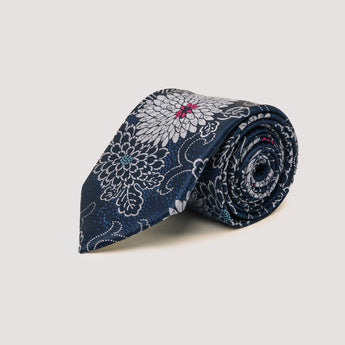 The Carnation Silk Tie | 100% Silk | Navy