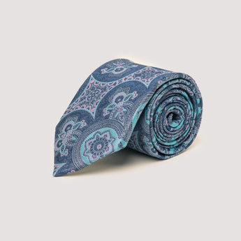 The Arabesque Silk Tie | 100% Silk | Blue