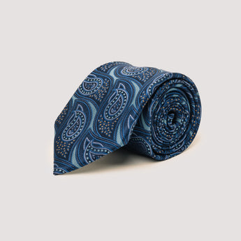 The Rio Paisley Silk Tie | 100% Silk | Navy