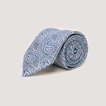 The Rio Paisley Silk Tie | 100% Silk | Light Blue