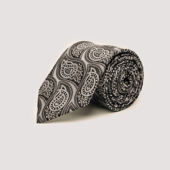 The Rio Paisley Silk Tie | 100% Silk | Black