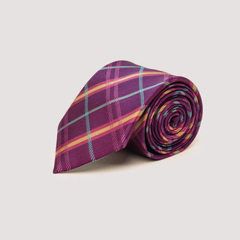 The Tartan Silk Tie | 100% Silk | Berry