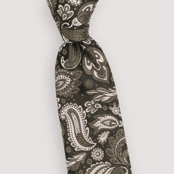 The Paisley Flair Silk Tie | 100% Silk | Black