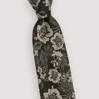 The Tropical Flower Silk Tie | 100% Silk | Black