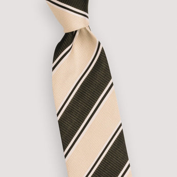 The Texture Stripe Silk Tie | 100% Silk | Champagne