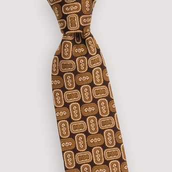 The Aztec Silk Tie | 100% Silk | Brown