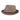 Brown woven fedora hat with a black band on a white background