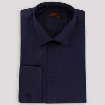 The Next Generation Satin Dress Shirt | 100% Cotton | Modern Point Collar | Midnight Blue