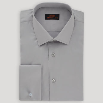 The Next Generation Satin Dress Shirt | 100% Cotton | Modern Point Collar | Silver