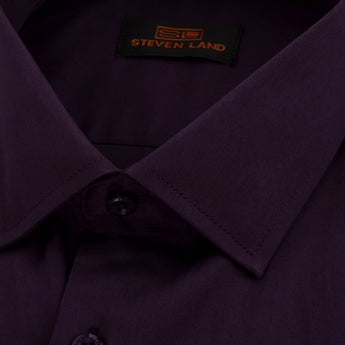 The Next Generation Satin Dress Shirt | 100% Cotton | Modern Point Collar | Blackberry