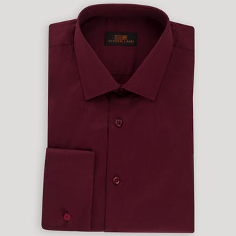 The Next Generation Satin Dress Shirt | 100% Cotton | Modern Point Collar | Burgundy